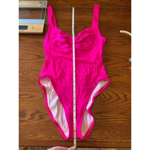 Anne Cole Bright Pink One Piece Swimsuit Barbie Size 12 - Picture 6 of 7
